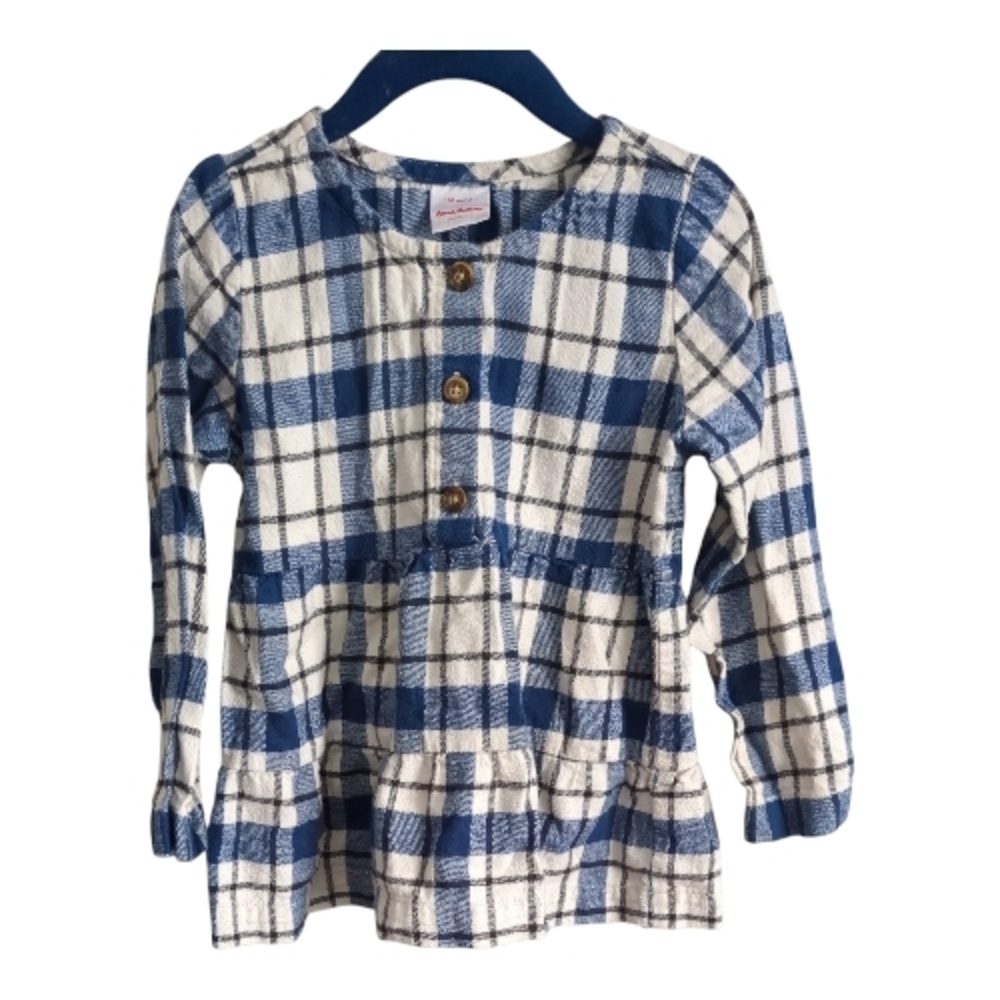Hanna Andersson Fireside Flannel Plaid‎ Popover Ecru Multi Size 4 (100cm)